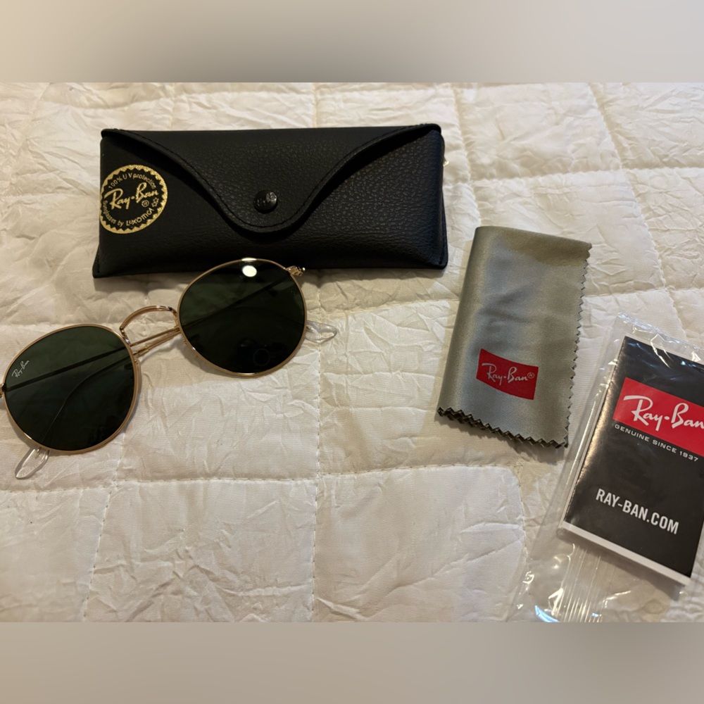 Ray-Ban Gold and Black Round Sunglasses